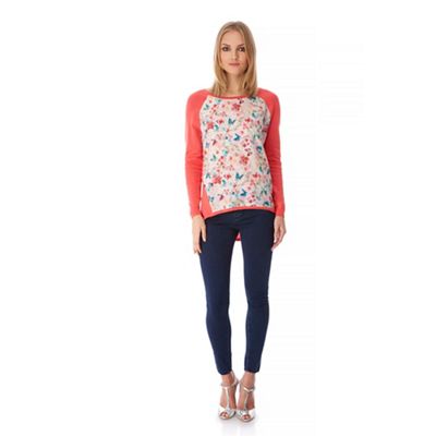 Yumi Pink Butterfly and Floral Print Jumper